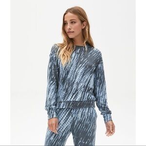 NWT Michael Stars Gigi Crew Neck Shibori Print Madison Pullover in Admiral XS